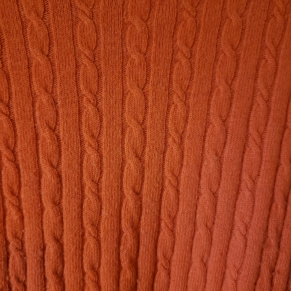 J. Crew wool cashmere cable knit orange sweater - Picture 2 of 4